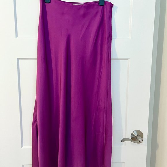 & Other Stories Purple Satin Bias-cut A-Line Midi Skirt Purple US4 - Picture 3 of 6